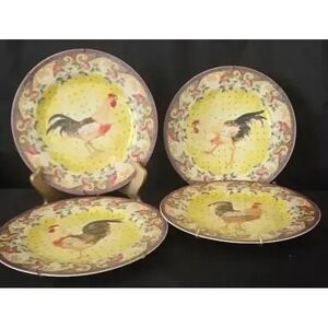 Set of 4 American Atelier Decorative Rooster Plates